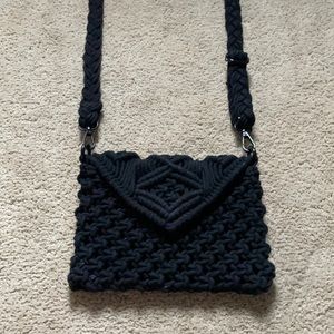 World Market Black Macrame Cross Body Purse